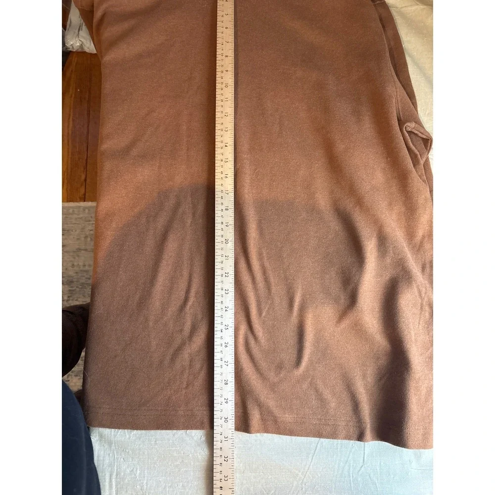 Orvis Mock Neck Shirt Mens XXL Brown Excellent Heathered Cotton Blend LS